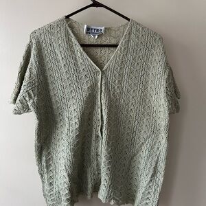 Retro Knit Cardigan in Light Green